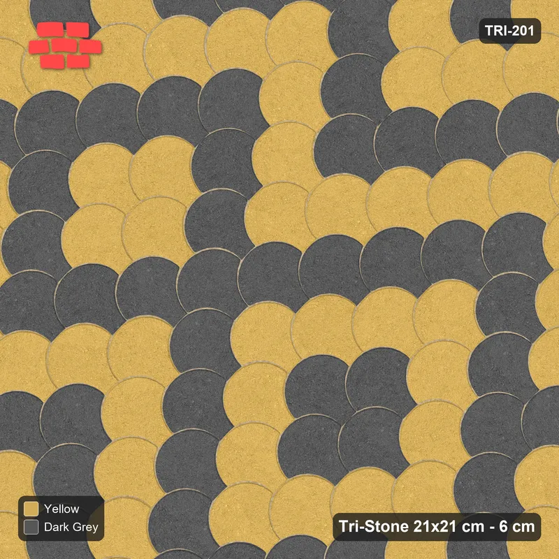 Interlock (Pasco) 21x21 cm · TRI-201 · Large harlequin diamonds, turned 45 deg, kerb frame - Mustard Slate · Top view Interlock (Pasco) 21x21 cm · TRI-201 · Large harlequin diamonds, turned 45 deg, kerb frame - Mustard Slate · Top view