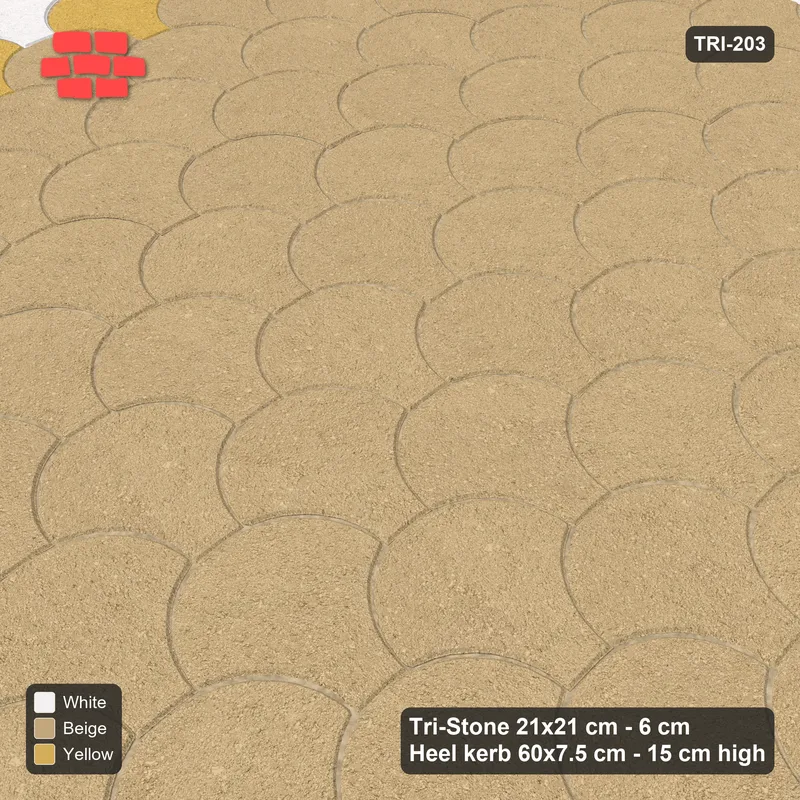 Interlock (Pasco) 21x21 cm · TRI-203 · Double accent border, turned 90 deg, kerb frame - Golden Sand · Side view Interlock (Pasco) 21x21 cm · TRI-203 · Double accent border, turned 90 deg, kerb frame - Golden Sand · Side view