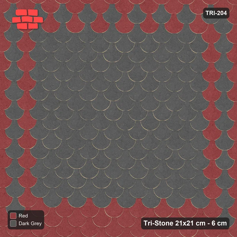 Interlock (Pasco) 21x21 cm · TRI-204 · Twin line border, turned 180 deg - Rust & Charcoal · Top view Interlock (Pasco) 21x21 cm · TRI-204 · Twin line border, turned 180 deg - Rust & Charcoal · Top view