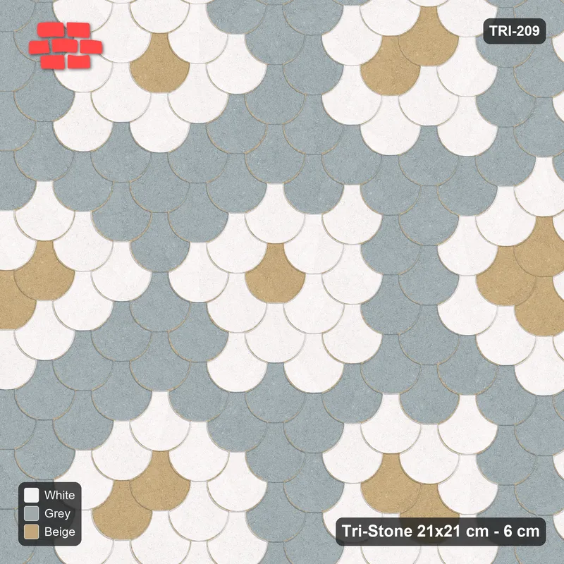 Interlock (Pasco) 21x21 cm · TRI-209 · Two-tone rosette scatter, turned 180 deg - Coastal · Top view Interlock (Pasco) 21x21 cm · TRI-209 · Two-tone rosette scatter, turned 180 deg - Coastal · Top view