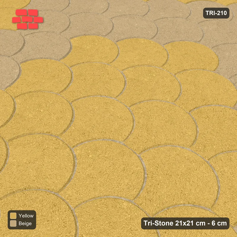 Interlock (Pasco) 21x21 cm · TRI-210 · Large rosette scatter, kerb frame - Desert Sun · Side view Interlock (Pasco) 21x21 cm · TRI-210 · Large rosette scatter, kerb frame - Desert Sun · Side view