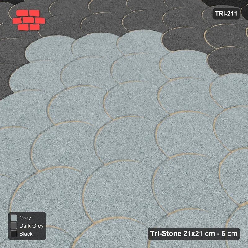 Interlock (Pasco) 21x21 cm · TRI-211 · Border with round medallion, turned 90 deg, kerb frame - Graphite Scale · Side view Interlock (Pasco) 21x21 cm · TRI-211 · Border with round medallion, turned 90 deg, kerb frame - Graphite Scale · Side view