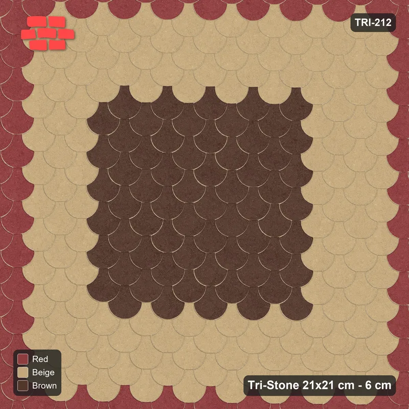 Interlock (Pasco) 21x21 cm · TRI-212 · Border with square medallion, turned 180 deg - Tuscany · Top view Interlock (Pasco) 21x21 cm · TRI-212 · Border with square medallion, turned 180 deg - Tuscany · Top view