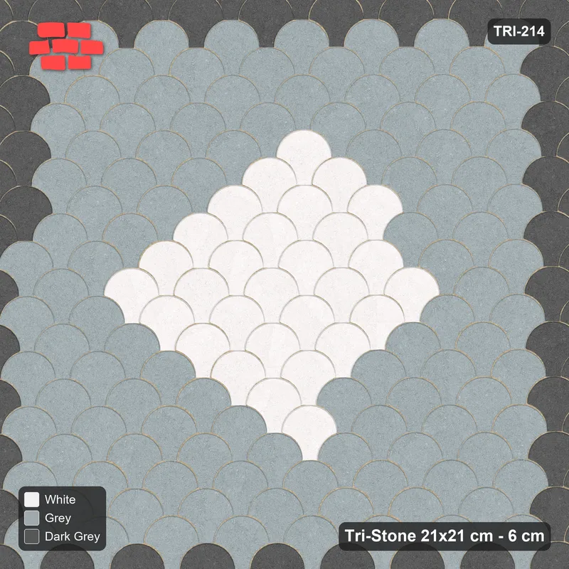 Interlock (Pasco) 21x21 cm · TRI-214 · Border with diamond medallion - Monochrome · Top view Interlock (Pasco) 21x21 cm · TRI-214 · Border with diamond medallion - Monochrome · Top view