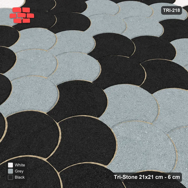 Interlock (Pasco) 21x21 cm · TRI-218 · Bordered harlequin field, kerb frame - Tuxedo · Side view Interlock (Pasco) 21x21 cm · TRI-218 · Bordered harlequin field, kerb frame - Tuxedo · Side view