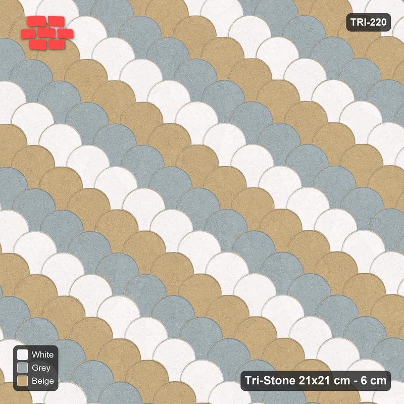 Interlock (Pasco) 21x21 cm · TRI-220 · Tumbling diagonals A, three-tone, kerb frame - Coastal · Top view Interlock (Pasco) 21x21 cm · TRI-220 · Tumbling diagonals A, three-tone, kerb frame - Coastal · Top view