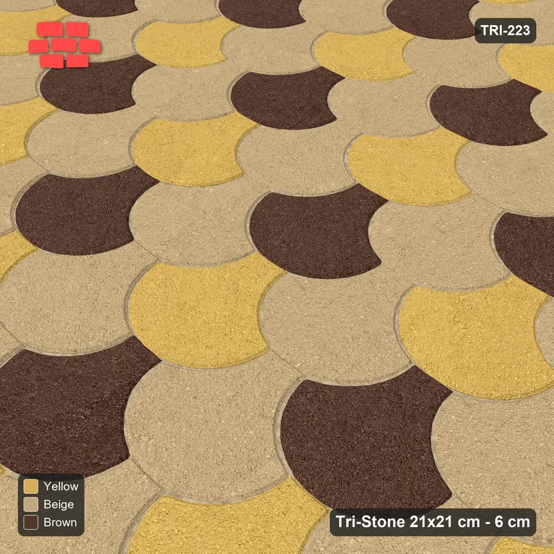 Interlock (Pasco) 21x21 cm · TRI-223 · Cube dice, three-tone, turned 180 deg, kerb frame - Harvest Gold · Side view Interlock (Pasco) 21x21 cm · TRI-223 · Cube dice, three-tone, turned 180 deg, kerb frame - Harvest Gold · Side view
