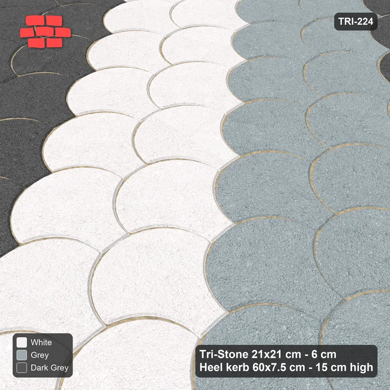 Interlock (Pasco) 21x21 cm · TRI-224 · Wide tumbling diagonals B, turned 90 deg, kerb frame - Monochrome · Side view Interlock (Pasco) 21x21 cm · TRI-224 · Wide tumbling diagonals B, turned 90 deg, kerb frame - Monochrome · Side view
