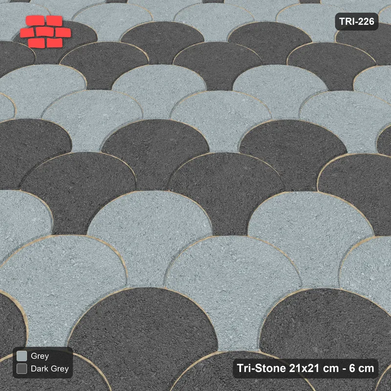 Interlock (Pasco) 21x21 cm · TRI-226 · Paired scale rows, turned 45 deg, kerb frame - Charcoal Edge · Side view Interlock (Pasco) 21x21 cm · TRI-226 · Paired scale rows, turned 45 deg, kerb frame - Charcoal Edge · Side view