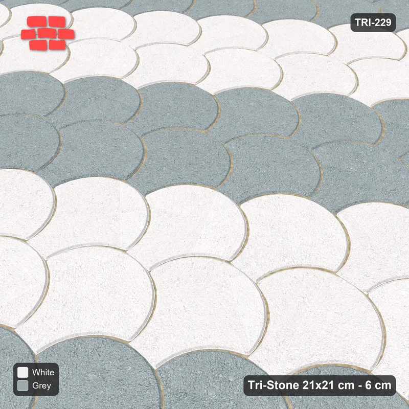 Interlock (Pasco) 21x21 cm · TRI-229 · Broad diagonal stripes B, kerb frame - Salt & Pepper · Side view Interlock (Pasco) 21x21 cm · TRI-229 · Broad diagonal stripes B, kerb frame - Salt & Pepper · Side view