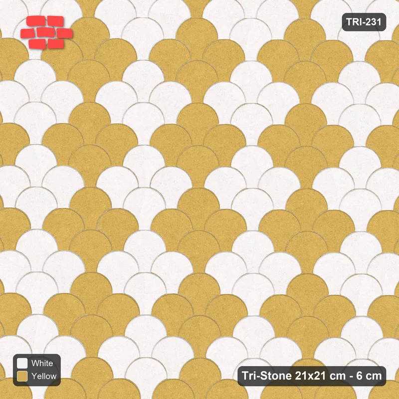 Interlock (Pasco) 21x21 cm · TRI-231 · Scale checker, double, kerb frame - Ivory & Ochre · Top view Interlock (Pasco) 21x21 cm · TRI-231 · Scale checker, double, kerb frame - Ivory & Ochre · Top view