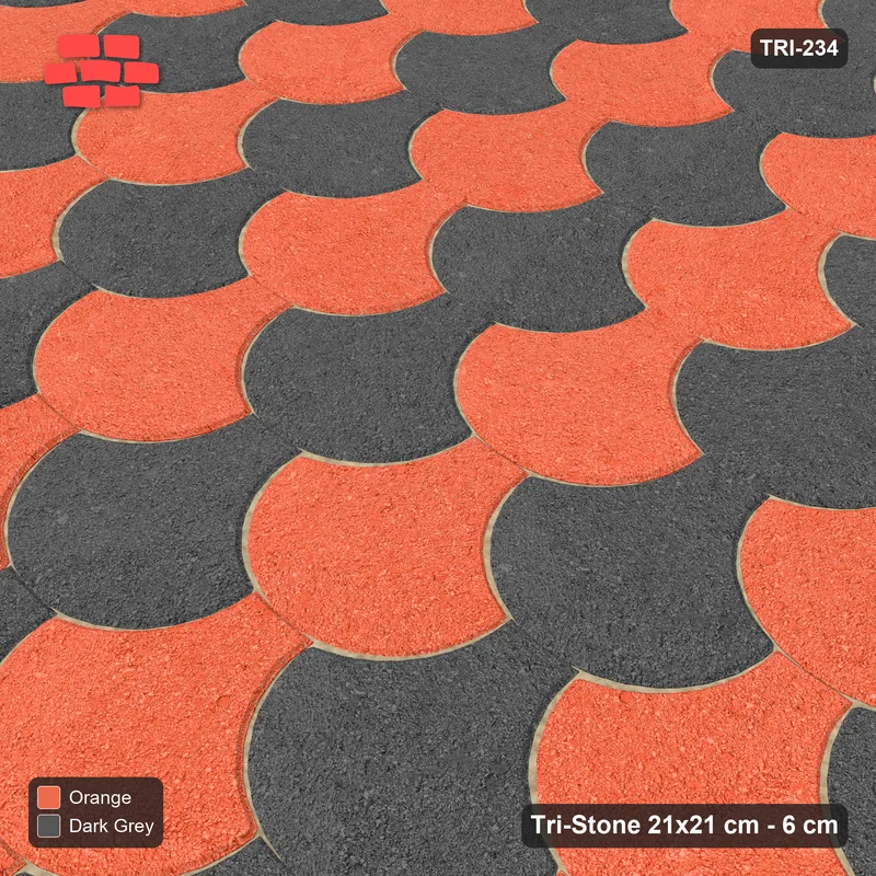 Interlock (Pasco) 21x21 cm · TRI-234 · Zigzag scale courses, long, turned 180 deg, kerb frame - Ember · Side view Interlock (Pasco) 21x21 cm · TRI-234 · Zigzag scale courses, long, turned 180 deg, kerb frame - Ember · Side view