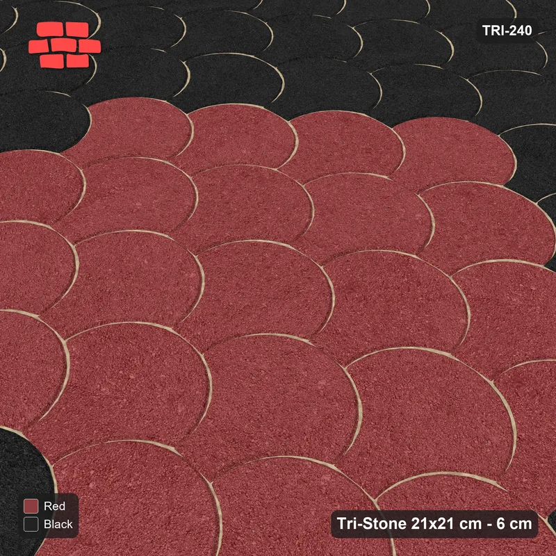 Interlock (Pasco) 21x21 cm · TRI-240 · Central round medallion, kerb frame - Red & Black · Side view Interlock (Pasco) 21x21 cm · TRI-240 · Central round medallion, kerb frame - Red & Black · Side view
