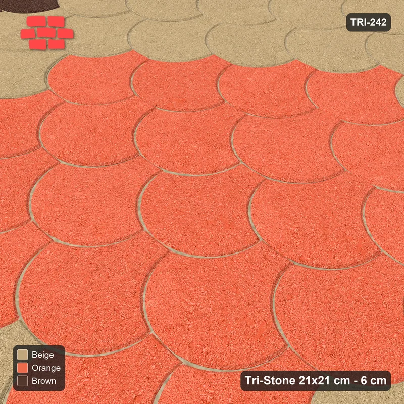 Interlock (Pasco) 21x21 cm · TRI-242 · Border with round medallion, turned 180 deg, kerb frame - Autumn · Side view Interlock (Pasco) 21x21 cm · TRI-242 · Border with round medallion, turned 180 deg, kerb frame - Autumn · Side view