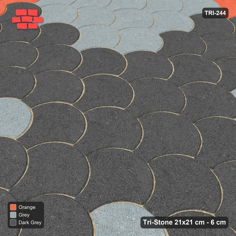 Interlock (Pasco) 21x21 cm · TRI-244 · Border with central cross, kerb frame - Sunset Slate · Side view Interlock (Pasco) 21x21 cm · TRI-244 · Border with central cross, kerb frame - Sunset Slate · Side view