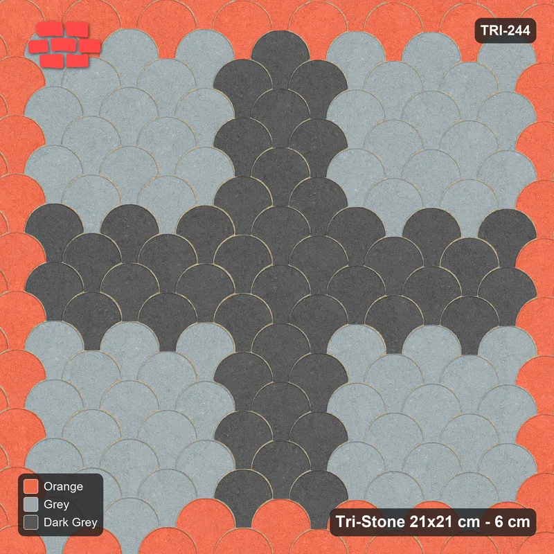 Interlock (Pasco) 21x21 cm · TRI-244 · Border with central cross, kerb frame - Sunset Slate · Top view Interlock (Pasco) 21x21 cm · TRI-244 · Border with central cross, kerb frame - Sunset Slate · Top view