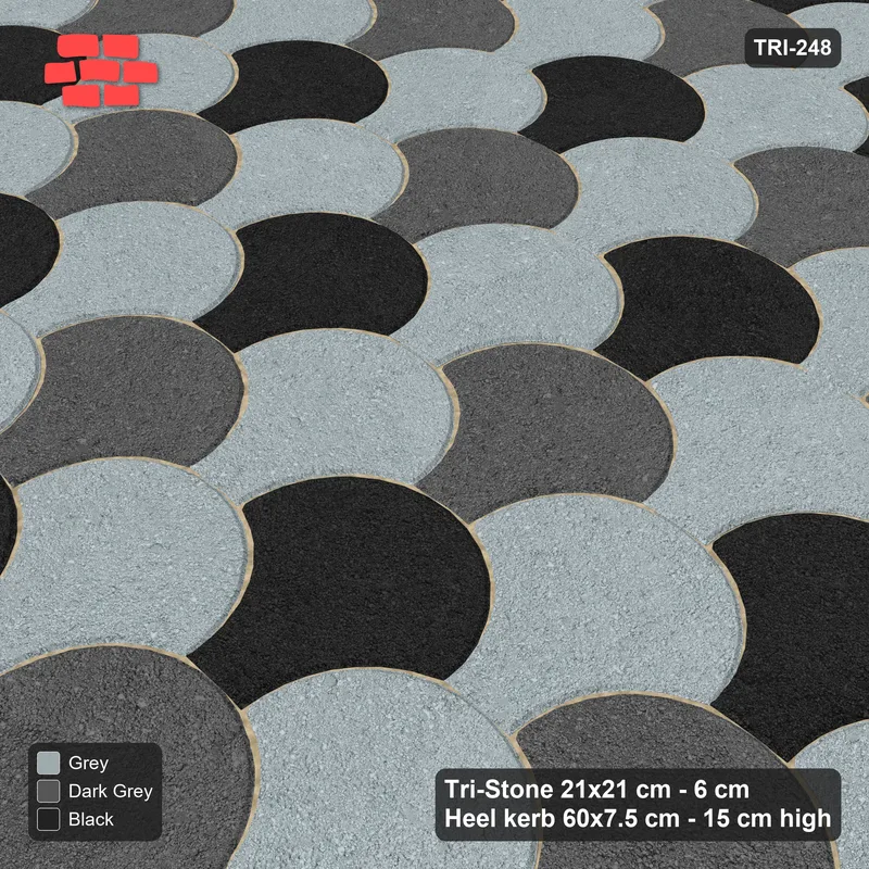 Interlock (Pasco) 21x21 cm · TRI-248 · Cube dice, three-tone, kerb frame - Graphite Scale · Side view Interlock (Pasco) 21x21 cm · TRI-248 · Cube dice, three-tone, kerb frame - Graphite Scale · Side view
