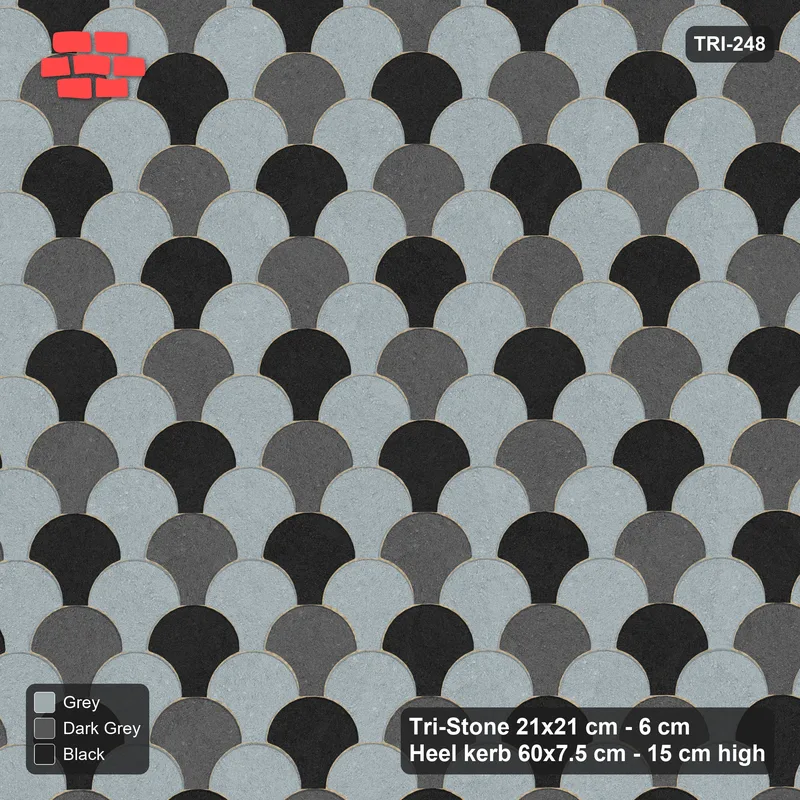 Interlock (Pasco) 21x21 cm · TRI-248 · Cube dice, three-tone, kerb frame - Graphite Scale · Top view Interlock (Pasco) 21x21 cm · TRI-248 · Cube dice, three-tone, kerb frame - Graphite Scale · Top view
