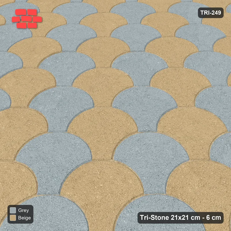 Interlock (Pasco) 21x21 cm · TRI-249 · Alternating scale rows, turned 45 deg, kerb frame - Warm Grey · Side view Interlock (Pasco) 21x21 cm · TRI-249 · Alternating scale rows, turned 45 deg, kerb frame - Warm Grey · Side view