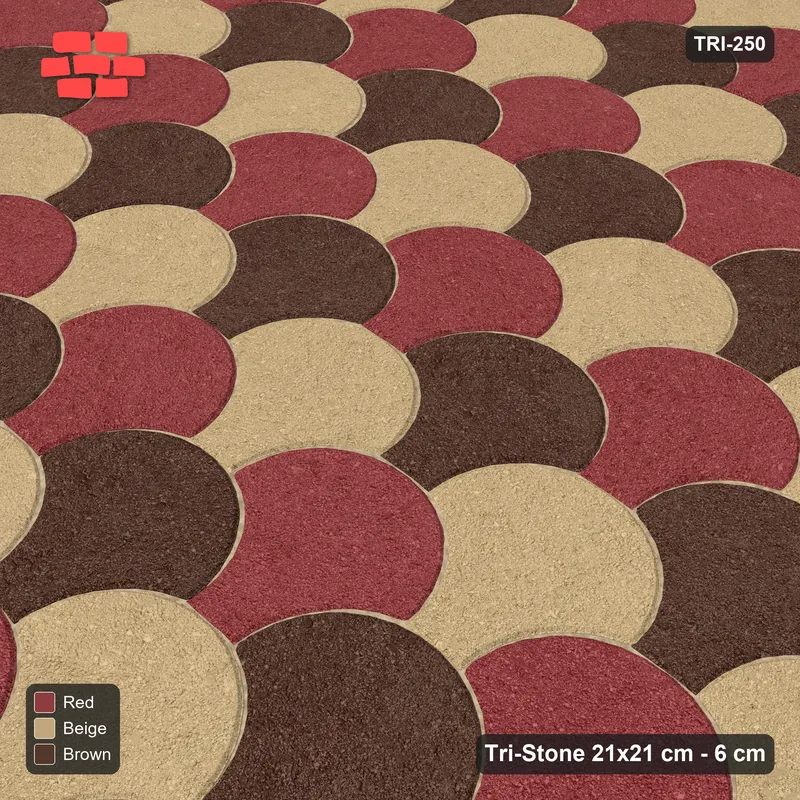 Interlock (Pasco) 21x21 cm · TRI-250 · Tumbling rows, three-tone - Tuscany · Side view Interlock (Pasco) 21x21 cm · TRI-250 · Tumbling rows, three-tone - Tuscany · Side view