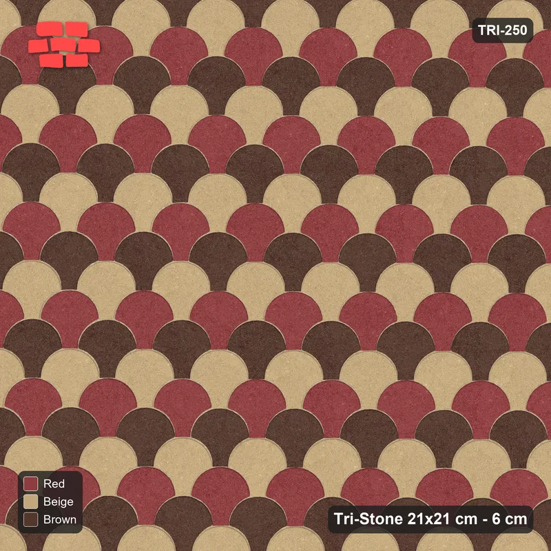 Interlock (Pasco) 21x21 cm · TRI-250 · Tumbling rows, three-tone - Tuscany · Top view Interlock (Pasco) 21x21 cm · TRI-250 · Tumbling rows, three-tone - Tuscany · Top view