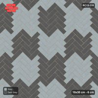 Interlock (Pasco) 10x30 cm · RC13-110 · Herringbone 45 60 cm colour checker with Kerb 42F frame