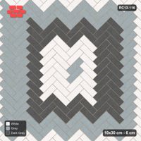 Interlock (Pasco) 10x30 cm · RC13-116 · Herringbone 45 30 cm concentric rings with Kerb 30B 20 frame