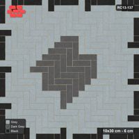 Interlock (Pasco) 10x30 cm · RC13-137 · Herringbone 90 accent edge and diamond r60 with Kerb 54H frame