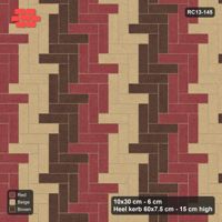 Interlock (Pasco) 10x30 cm · RC13-145 · Herringbone 90 30 cm colour columns with Heel kerb 75x150x600 frame