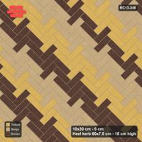 Interlock (Pasco) 10x30 cm · RC13-246 · Herringbone 45 40 cm diagonal stair stripes with Heel kerb 75x150x600 frame