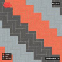 Interlock (Pasco) 10x30 cm · RC13-249 · Herringbone 90 90 cm diagonal stair stripes with Kerb 25H frame