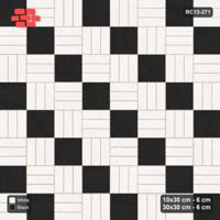 Interlock (Pasco) 10x30 cm · RC13-271 · Weave-3 + Slab Checker, Diagonal 1:2, Solid Planks - Contrast