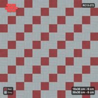 Interlock (Pasco) 10x30 cm · RC13-272 · Weave-3 + Slab Checker, Diagonal 1:2 Mirrored, Solid Planks - Brick & Ash