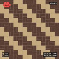 Interlock (Pasco) 10x30 cm · RC13-276 · Weave-3 + Slab Checker, Diagonal Band 2:3, Solid Planks - Sandstone