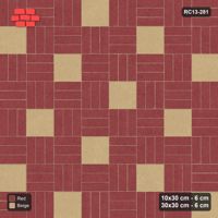 Interlock (Pasco) 10x30 cm · RC13-281 · Weave-3 + Slab Checker, Scatter 1:4, Solid Planks - Terracotta