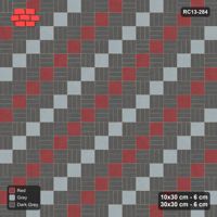 Interlock (Pasco) 10x30 cm · RC13-284 · Weave-3 + Slabs, Diagonal 1:2 Mirrored, Two-Tone Accents - Urban Brick