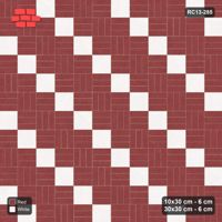 Interlock (Pasco) 10x30 cm · RC13-285 · Weave-3 + Slab Checker, Diagonal 1:3, Solid Planks - Burgundy & Ivory