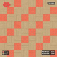 Interlock (Pasco) 10x30 cm · RC13-296 · Weave-3 + 10x10 Dots, Diagonal 1:2 Mirrored, Solid Planks - Clay Court