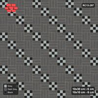 Interlock (Pasco) 10x30 cm · RC13-297 · Weave-3 + 10x10 Dots, Diagonal 1:3, Two-Tone Accents - Graphite Scale