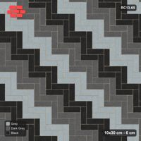Interlock (Pasco) 10x30 cm · RC13-65 · Herringbone 90 40 cm diagonal stair stripes with Kerb 25F frame