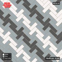 Interlock (Pasco) 10x30 cm · RC13-74 · Herringbone 45 30 cm graded diagonal tones with Kerb 38F frame