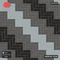 Interlock (Pasco) 10x30 cm · RC13-77 · Herringbone 90 60 cm graded diagonal tones with Kerb 30F frame