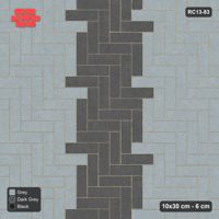 Interlock (Pasco) 10x30 cm · RC13-83 · Herringbone 90 60 cm central zig-zag band with Kerb 40B frame