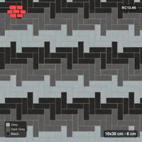Interlock (Pasco) 10x30 cm · RC13-95 · Herringbone 90 30 cm colour rows with Kerb 25H frame