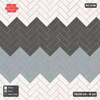 Interlock (Pasco) 10x30 cm · RC13-98 · Herringbone 45 60 cm colour rows with Kerb 25B frame