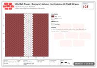 Interlock (Pasco) 20x10 cm · RC21T8-108 · Burgundy & Ivory Herringbone 45 Field Stripes