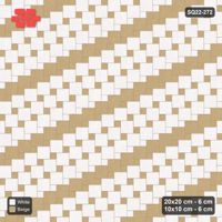 Interlock (Pasco) 20x20 cm · SQ22-272 · Offset Lattice, Banded Squares - Ivory & Sand