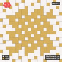 Interlock (Pasco) 20x20 cm · SQ22-273 · Offset Lattice, Centre Medallion - Ivory & Ochre