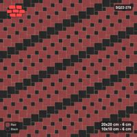 Interlock (Pasco) 20x20 cm · SQ22-278 · Offset Lattice, Banded Squares, Kerb Frame - Red & Black