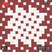 Interlock (Pasco) 20x20 cm · SQ22-279 · Offset Lattice, Centre Medallion - Burgundy & Ivory
